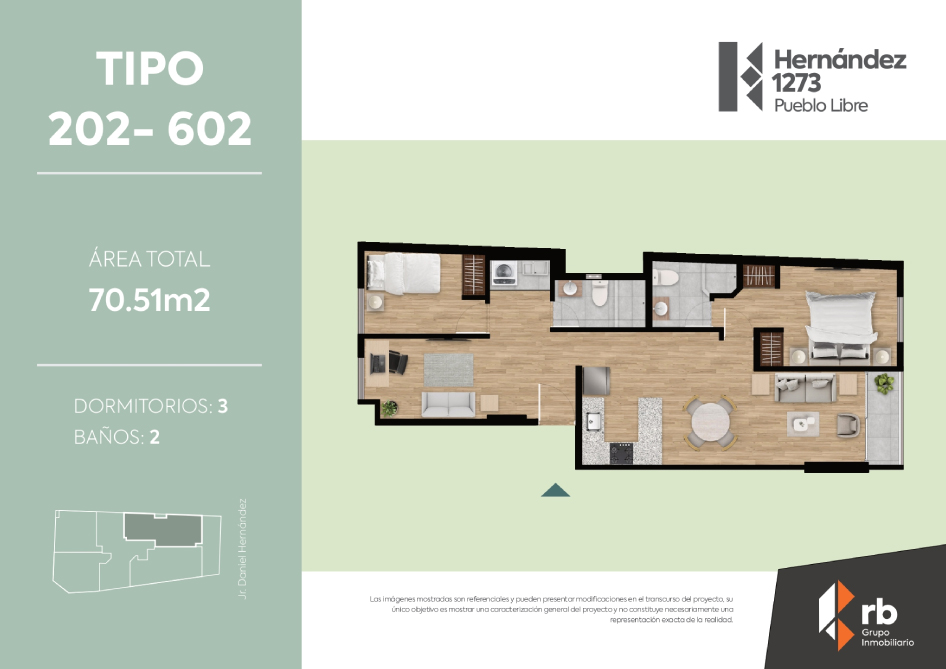 Tipo 202 - 602 - 3 Dormitorios
