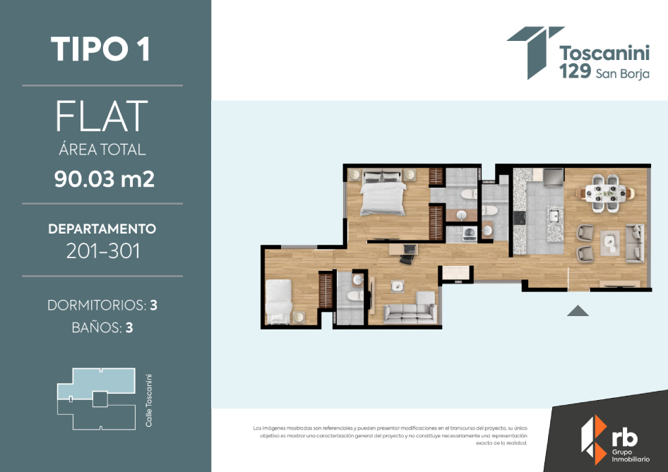 Tipo 1 - 3 Dormitorios
